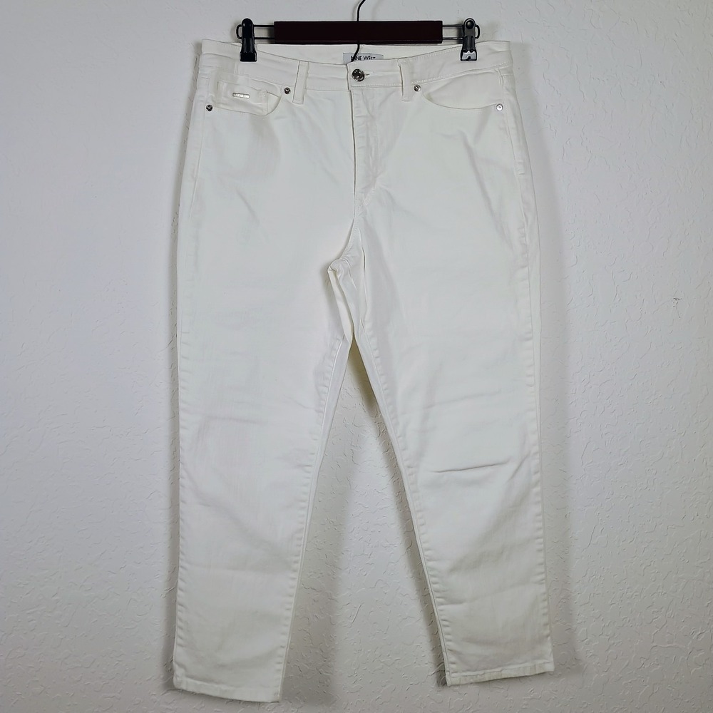 Nine West‎ Jeans Womens 12 White Gramercy Crop High Rise Ankle Denim Stretch NWT